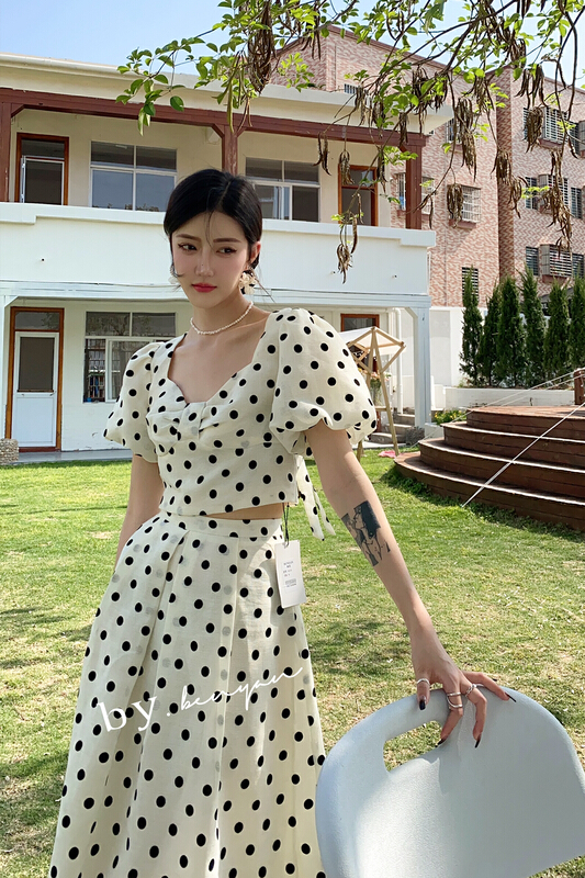 [benyan] wave point temperament blouse + slim skirt suit 6110# zxx