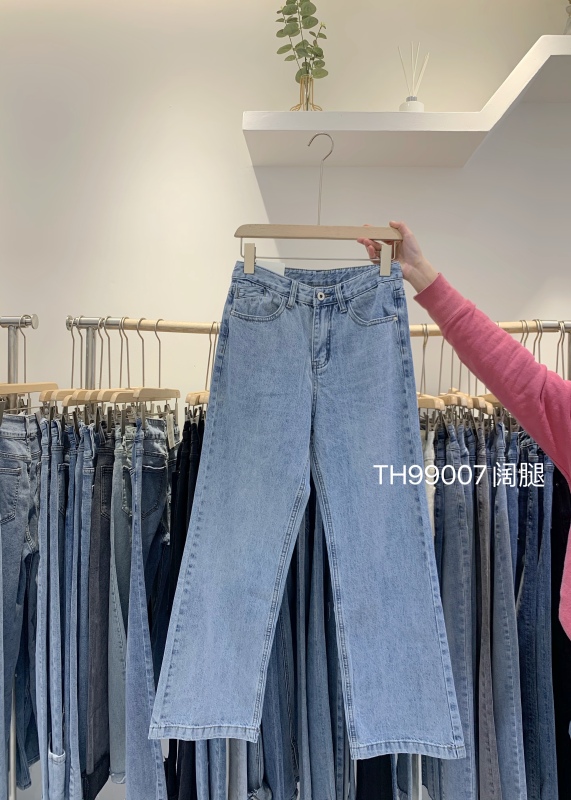 【T.H】韓版簡約闊腿顯瘦牛仔褲  L99007#  LJF