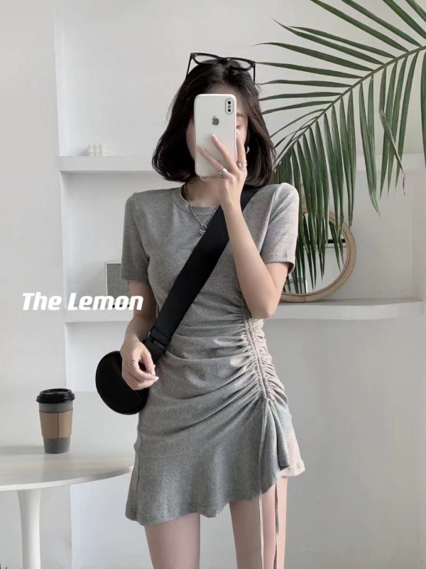 [Hb] Korean clean color slim fitting dress (excluding bags) 8060# QJY