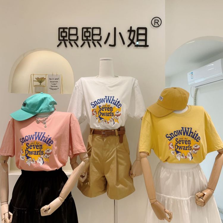 [miss hee hee] Korean ins foreign style printed short sleeve T-shirt 7718# DB