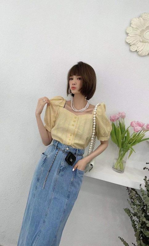 Original price 48.50! [I-D] Korean fashion small fresh thin shirt 9202# L