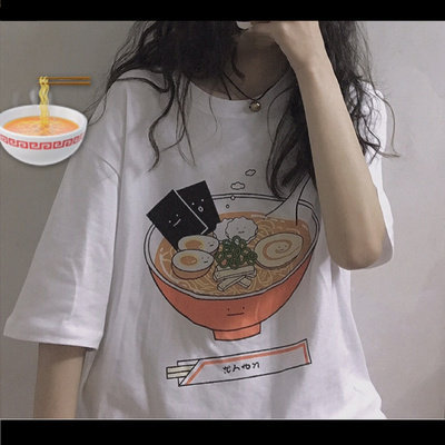 Spring and summer cartoon T-shirt women's short sleeved top printed versatile student loose