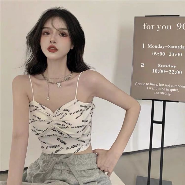 [fat husband's family] hot girl sexy letter short suspender vest 6889# HBx