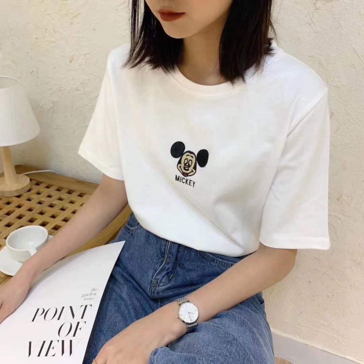 Early spring new! [Ziyi family] Mickey head embroidery cartoon short sleeve T-shirt ys4-2008# CJE