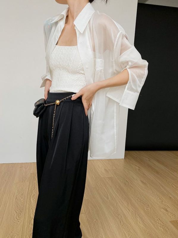 goods in stock! [until blue] perspective double pocket Chiffon sunscreen shirt ys1-20191# jhy imported from Korea