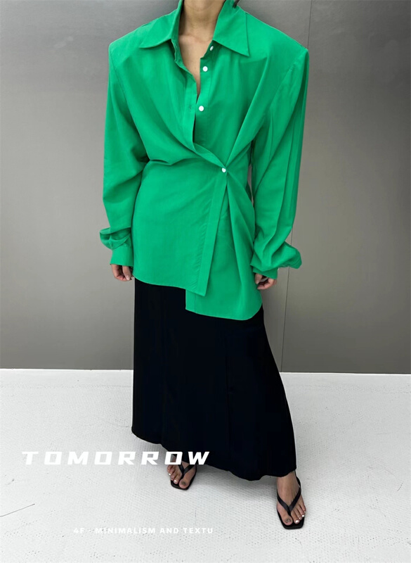 goods in stock! [tomorrow] solid color design versatile shirt 5020\ozq