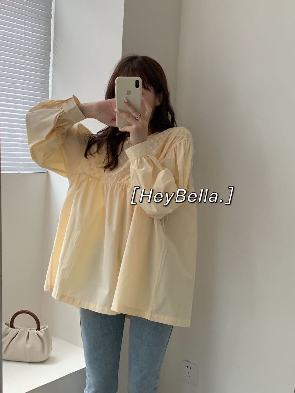 Original price 69.93! [hey Bella] round neck stitched Korean shirt small shirt 3003# ll
