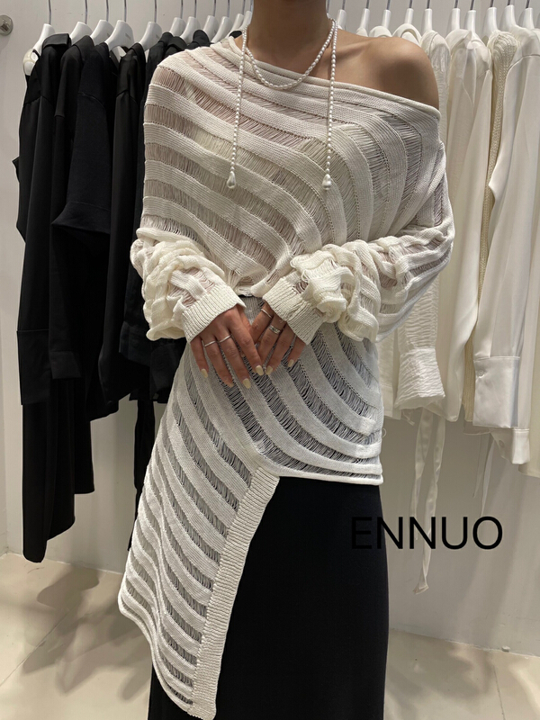 goods in stock! [ennuo] advanced design hollowed out sweater (only for tops) 1083# XYY
