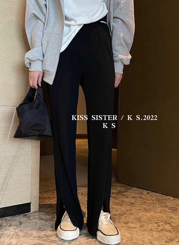 早春上新!【KISS SISTER】高腰顯瘦開叉休閒褲  9011#  OZQ