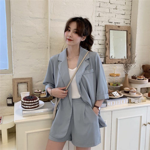 New Korean fashion suit set thin casual loose suit coat shorts gas two-piece set women