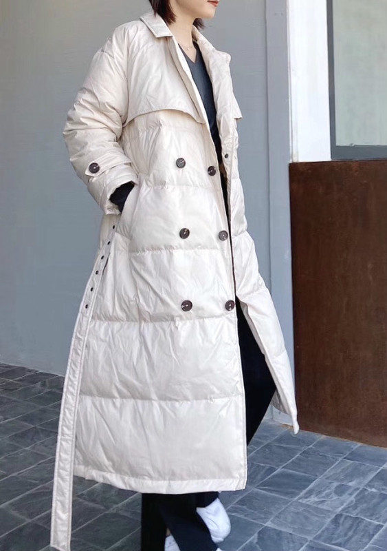 Buyer mew recommends [until blue] winter essential brand simple British style long style versatile warm down jacket (with belt) d10003# YY
