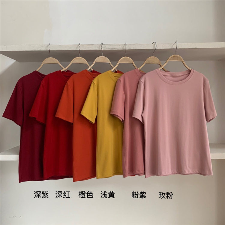 goods in stock! The file mouth is invincible and popular, with 15 colors! [pop-hys] simple sleeve T-shirt