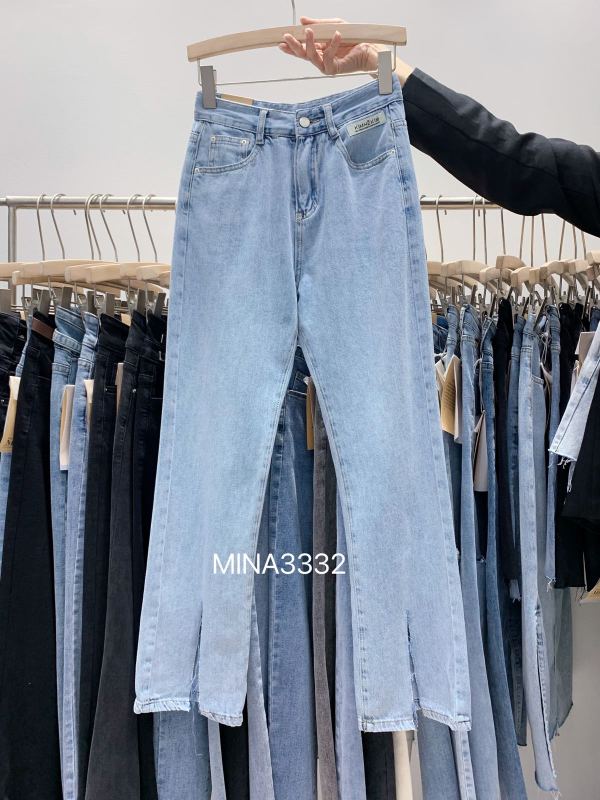【MINA】開衩超簿無彈拖地牛仔褲  3332#  LJF