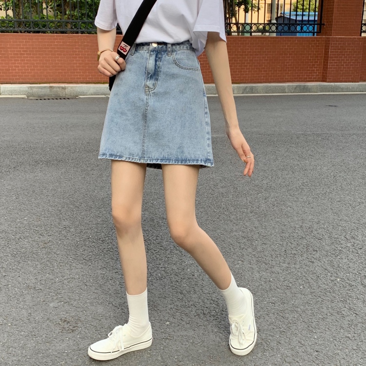 [free Valley] simple A-line denim skirt 6631# LSW
