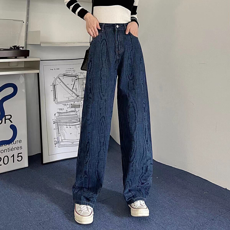 New year in early spring! [mate fashion] high waist and high loose straight Wide Leg Jeans Blue 8272 black 8272-1# ozq