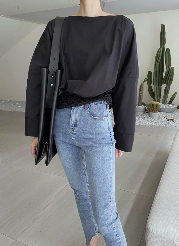 Original price 107.16! New in early autumn! [gracetina Hoo] square neck loose hem pull design shirt cs951# zxl