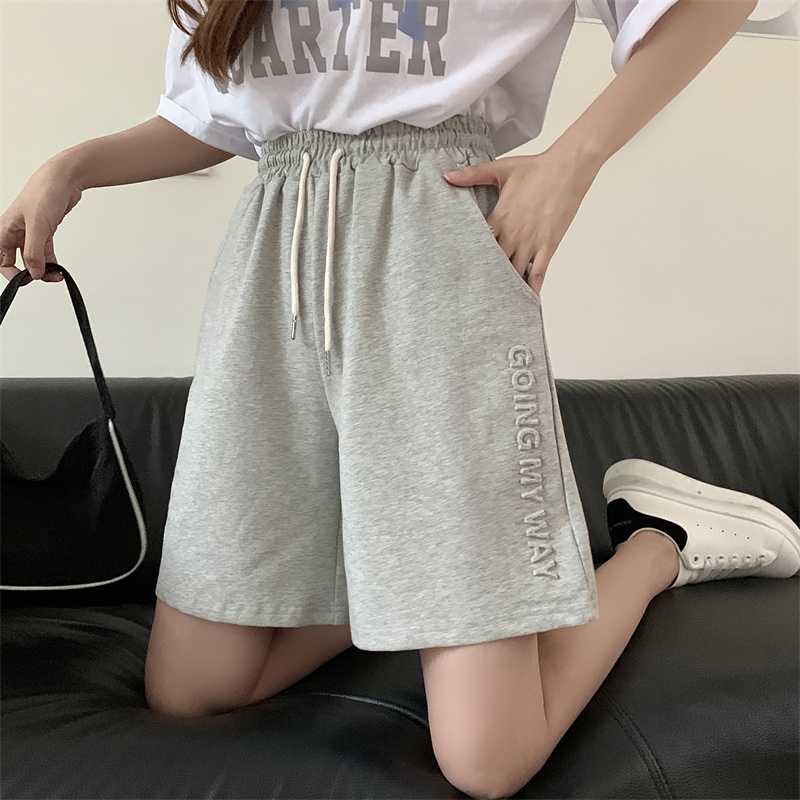 Real price summer shorts women's letter foam concave convex tooling casual pants