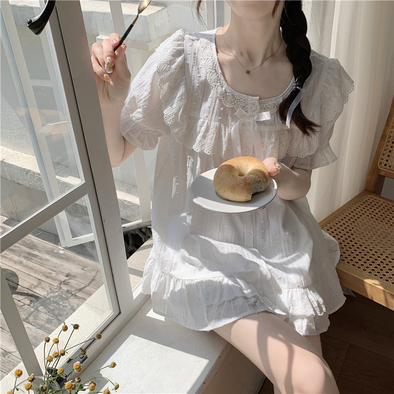Real price Korean version of sweet court style lace princess jacquard cotton comfortable wear home clothing