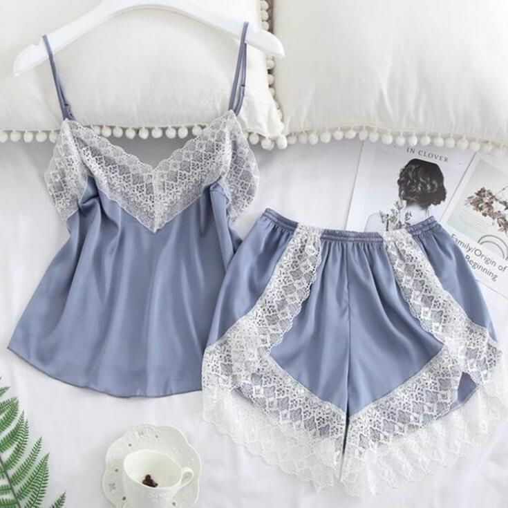 Large size women's summer net red condole shorts sexy fashion pajamas two-piece home pajamas