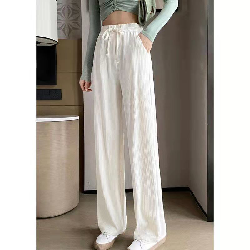 Small Ice Silk Wide Leg Pants Women's Spring, Summer and Autumn Thin High Waist Vertical Straight Pants