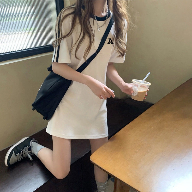 A white slim fit dress new 2022 summer dress ins super fairy slim student short Joker