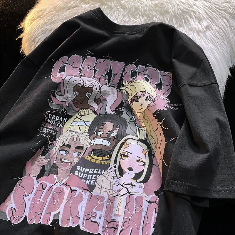 Short sleeve T-shirt women tide ins spring and summer 2022 new Korean version of loose Joker slim student cartoon couple coat
