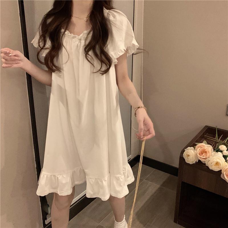Pajamas women summer sweet nightgown princess wind Japanese students net red loose slim Korean version of long dress
