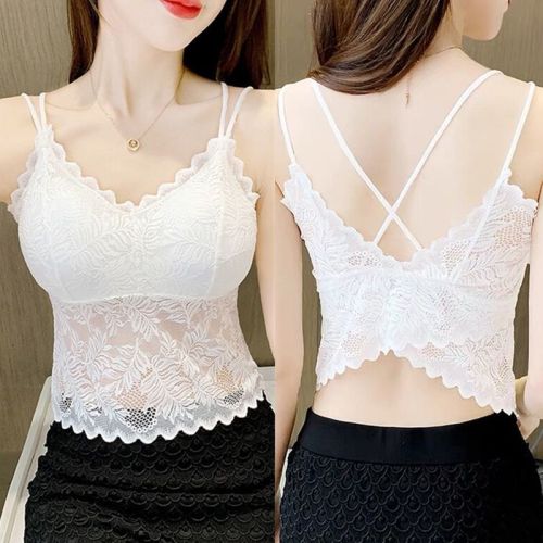 Butterfly Sexy Lace Back Wrapped Chest Cross Camisole Female Korean Style Strapless Jacket Backing Underwear with Chest Pad