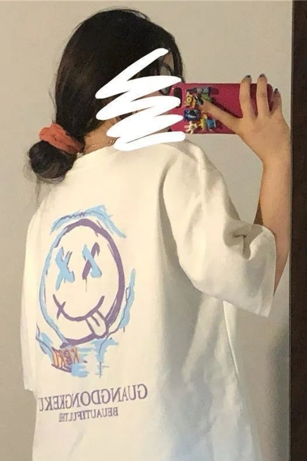 Summer 100% cotton short sleeve T-shirt female students Korean version of BF wind loose white printed bottoming shirt girlfriends fashion