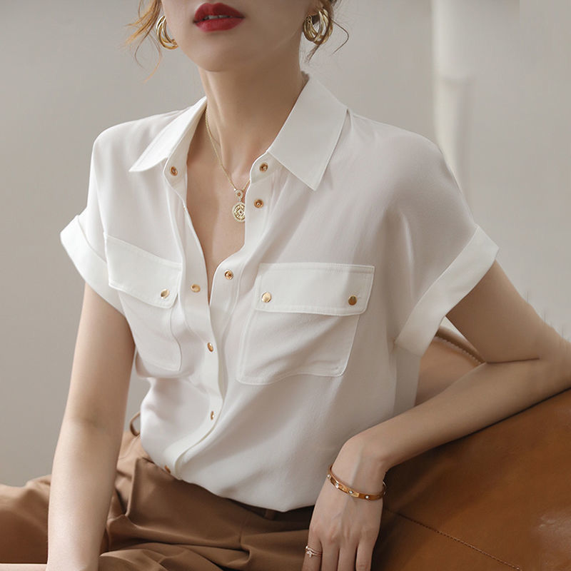 Chiffon white shirt women's summer thin design sense 2022 new niche design sense temperament foreign style Korean coat