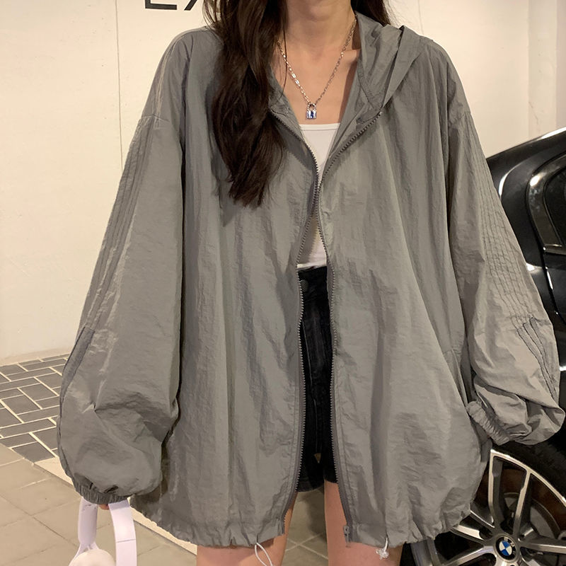 New sunscreen clothes in summer women's Korean Hoodie loose and thin, versatile hip-hop pop lazy coat, trendy girl