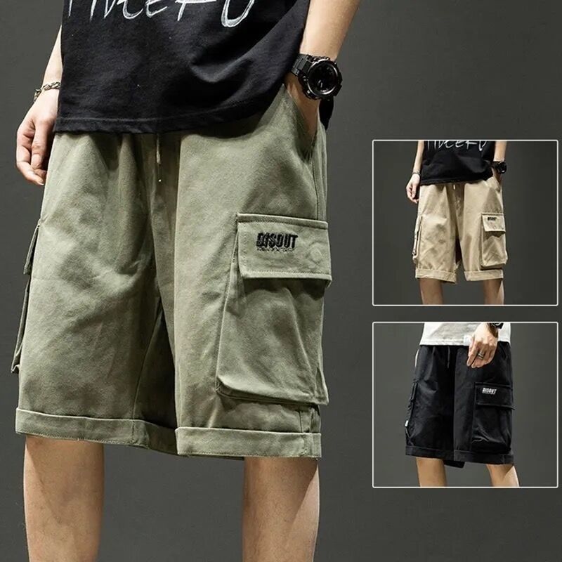 Large work shorts men's summer fashion brand Yu wenle large pocket loose casual fashion straight leg pants men