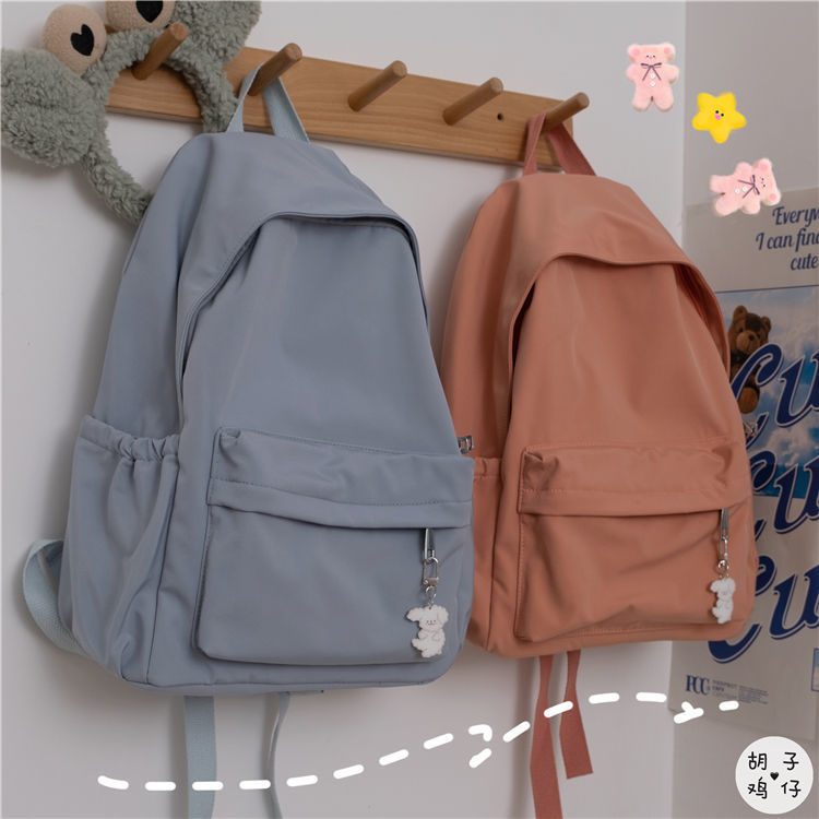 Japanese ins style solid color schoolbag female Korean version Harajuku ulzzang College Student Backpack high school large capacity Backpack