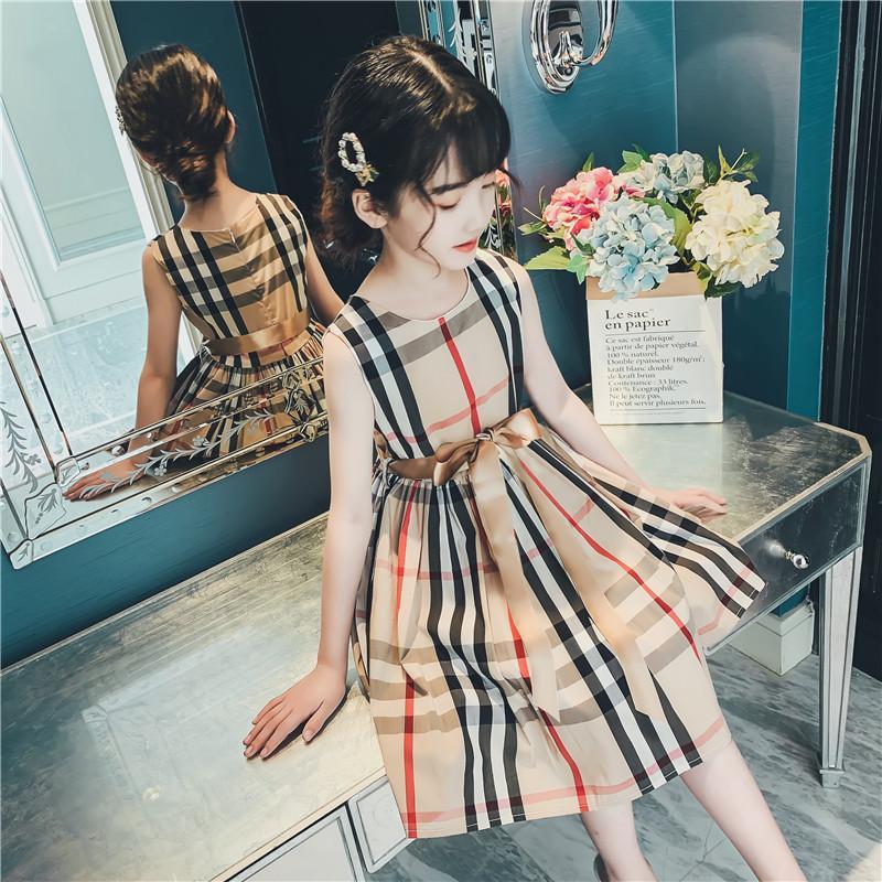 Girls' dress summer dress Korean version foreign style net red children's new little girls' Plaid big children's 12-year-old princess skirt