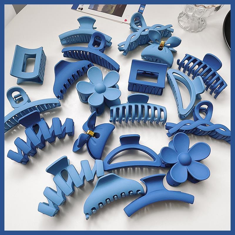 Klein Blue grab clip female autumn winter hairpin back hair net red 2021 new French shark clip headdress