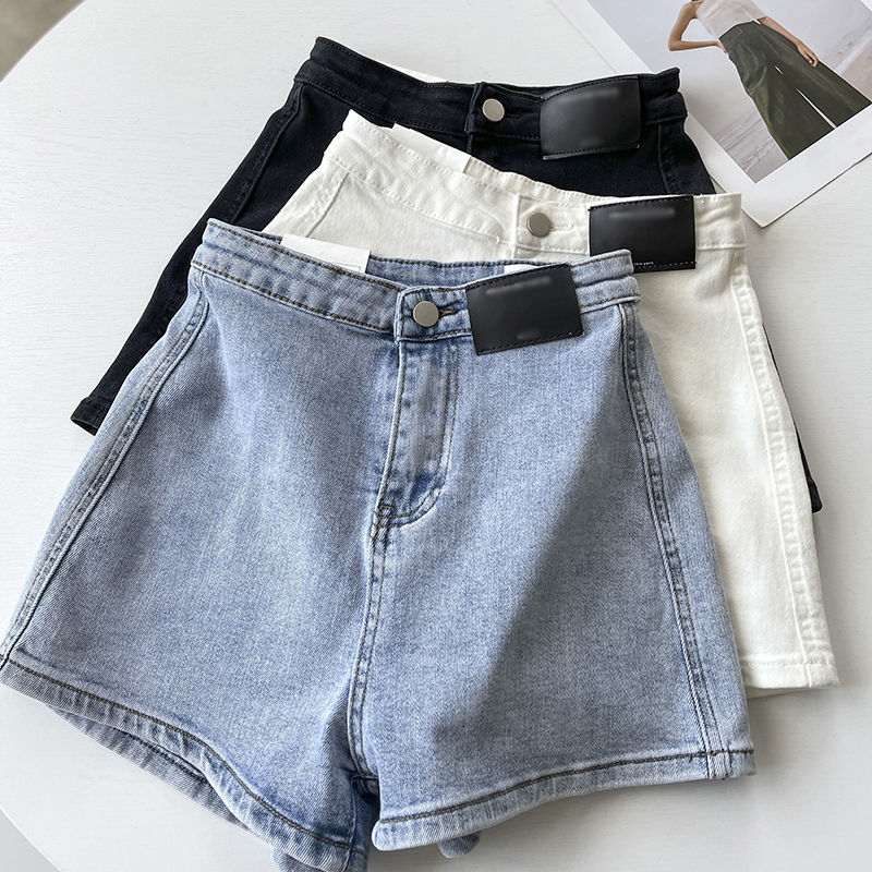 Korean version high waist solid color casual versatile thin wearing American short Hot Girl Cowboy SHORTS women
