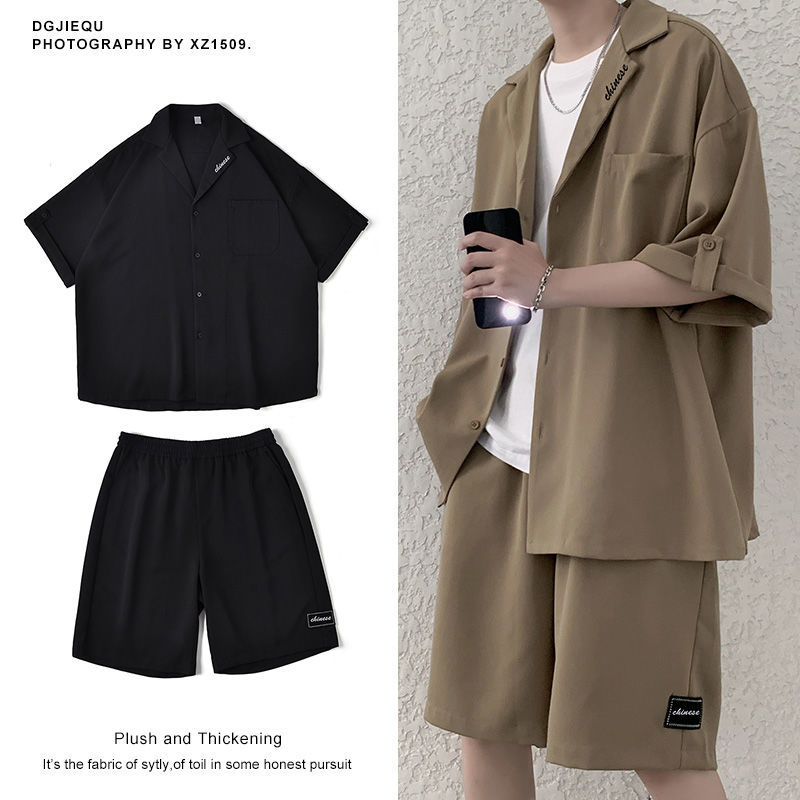 High sense suit suit men's summer 2022 new ins fashion brand ruffian handsome British style leisure two piece suit thin