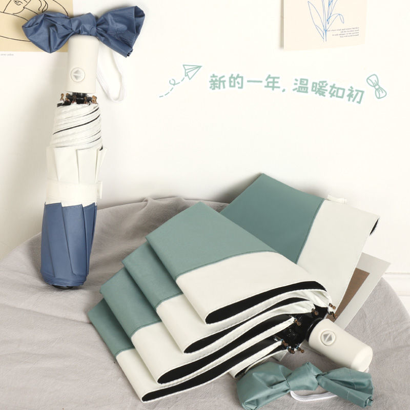 Ins umbrella super beautiful automatic sunscreen umbrella men's and women's forest double-layer black glue folding umbrella for sunny and rainy days