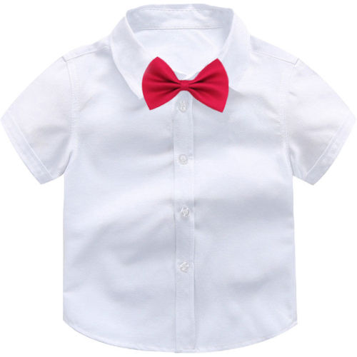 Children's white shirt women's middle school children's Lapel top student boys' long sleeve school uniform girls' versatile performance dress short sleeve