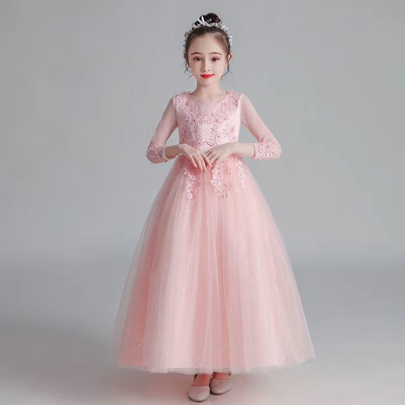 Children's walk show dress host princess dress flower girl wedding little girl foreign girl birthday poncho
