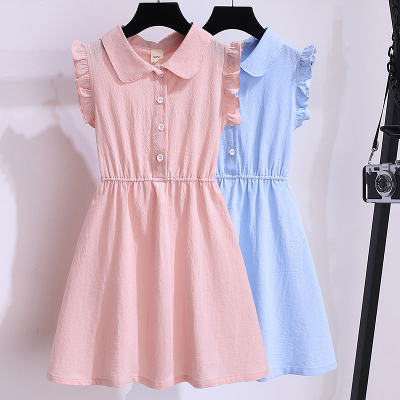 Girls' College dress summer dress foreign style summer thin princess skirt children's sleeveless vest shirt skirt