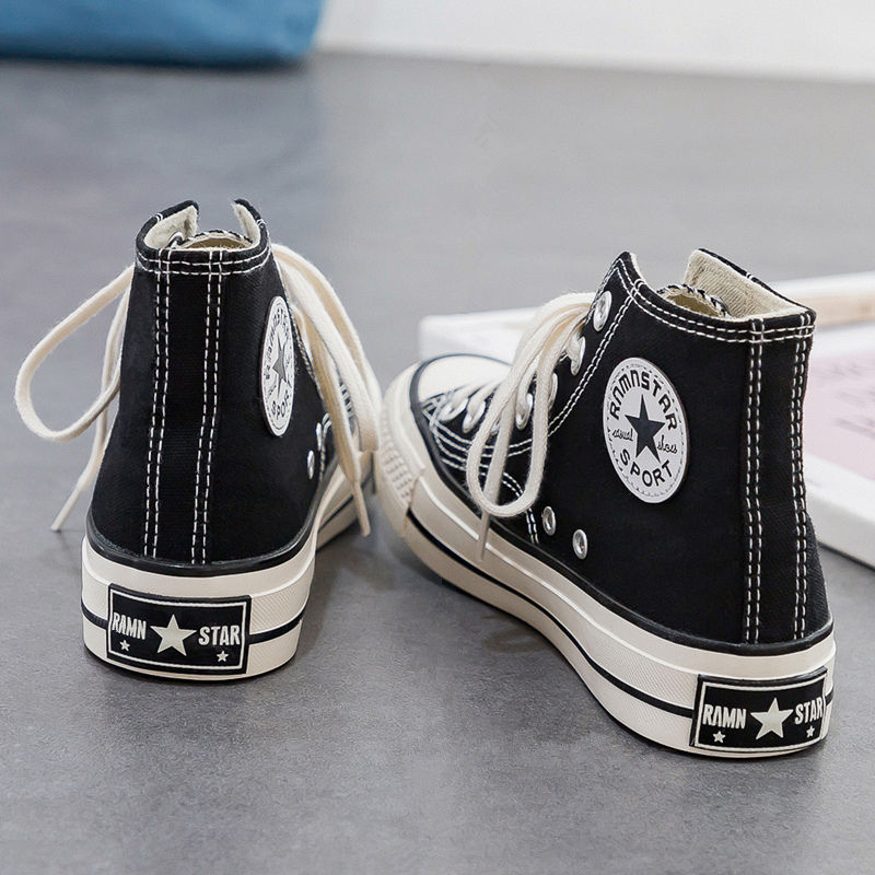 1970s high top canvas shoes female student Korean version ins Harajuku 2022 new versatile board shoes harbor style retro shoes