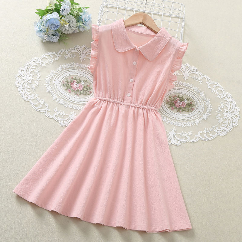 Girls' dress summer new style foreign style little girls' College style vest skirt children's thin waist shirt skirt