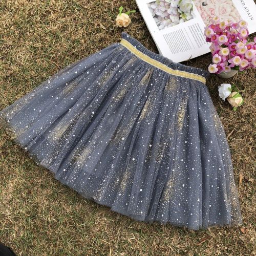 Girls' skirt with GOLD SEQUIN mesh Princess dance skirt summer new style foreign style versatile girls' fluffy skirt