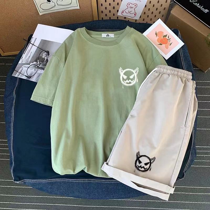 Top / suit 5-point short sleeve suit men's summer net red tide brand Half Sleeve T-Shirt Large student casual 5-point pants