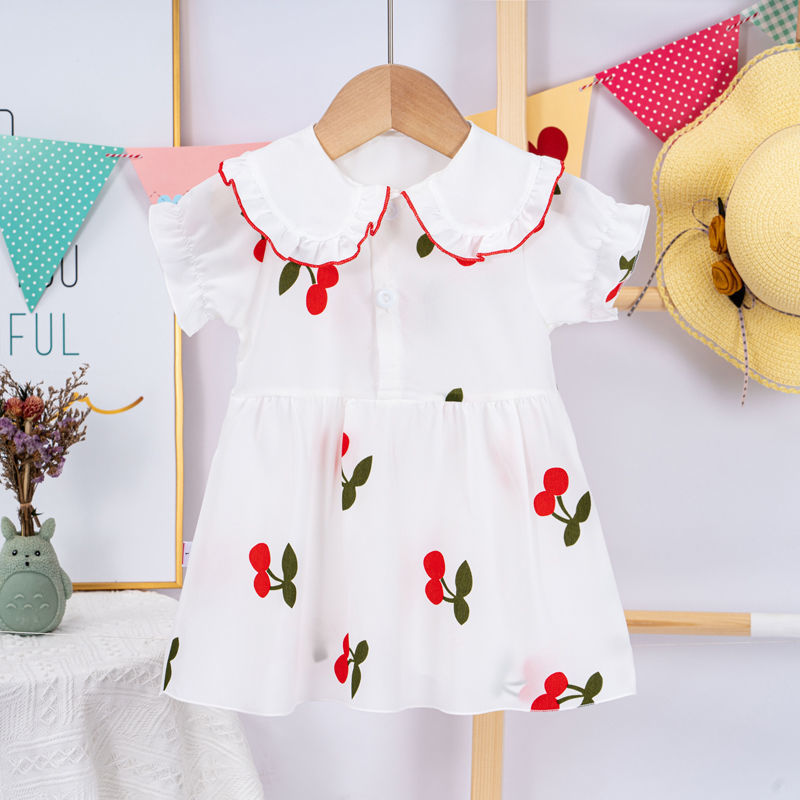2022 summer new girls' Chiffon fashion Princess Girls' nightdress baby thin children's Short Sleeve Dress