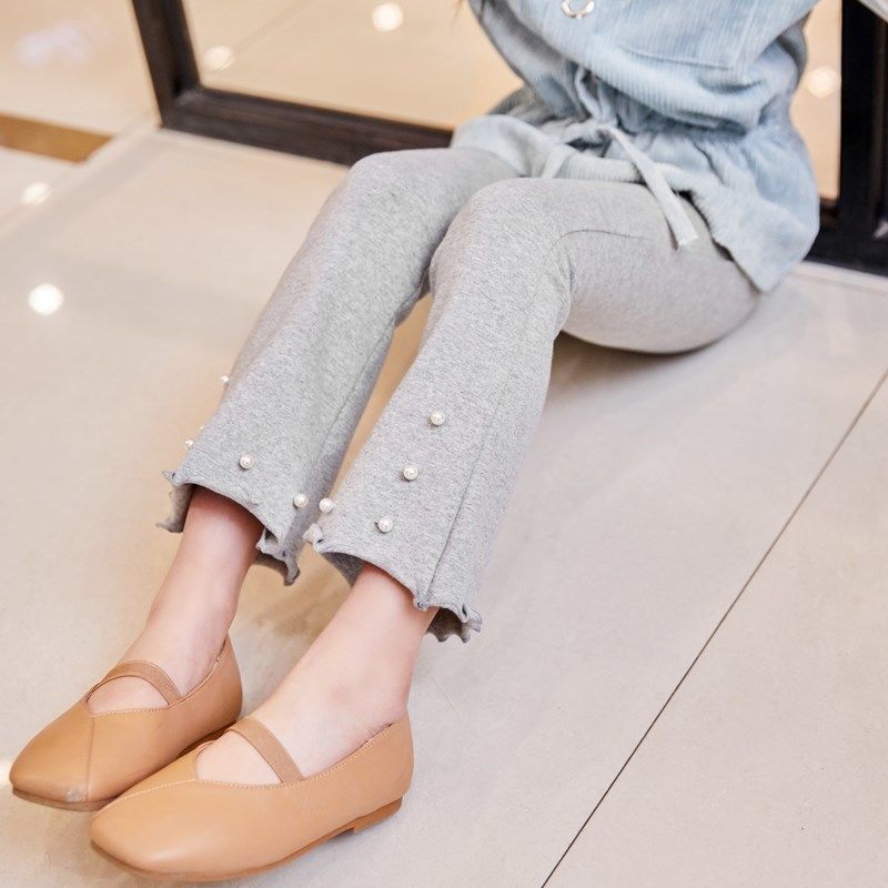 Girls' Leggings 2022 spring and autumn new cotton pants for children aged 6-7-89 wearing girls' bell bottoms