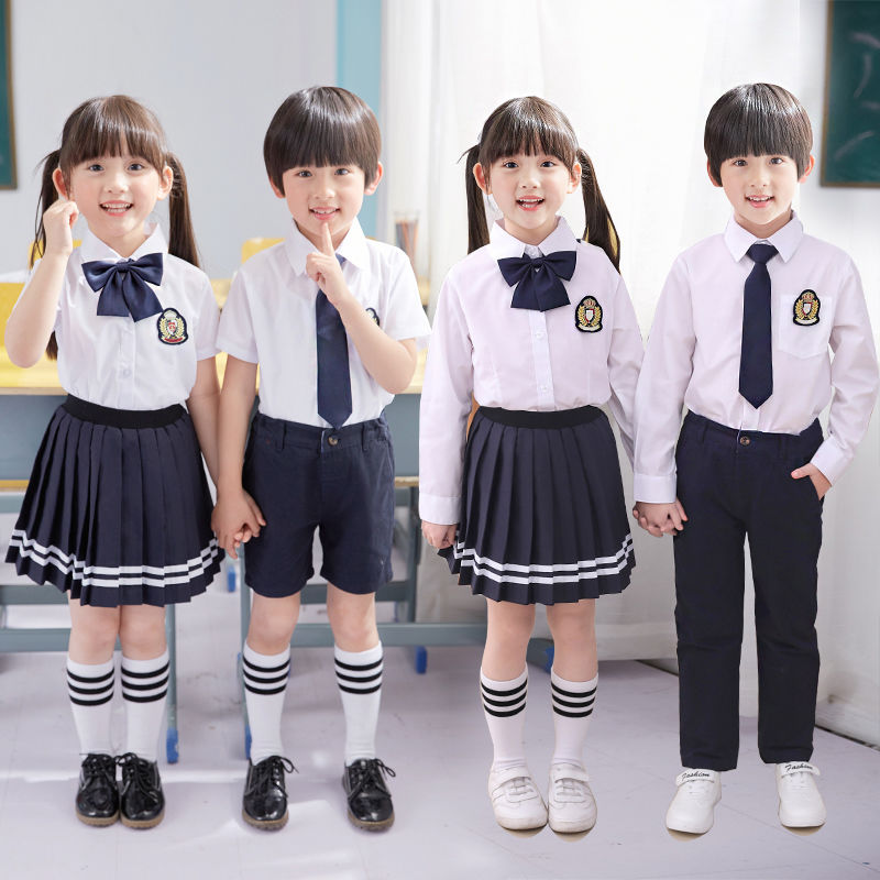 Kindergarten uniform summer dress British Academy style children's school uniform set primary school student class uniform summer graduation photo clothing