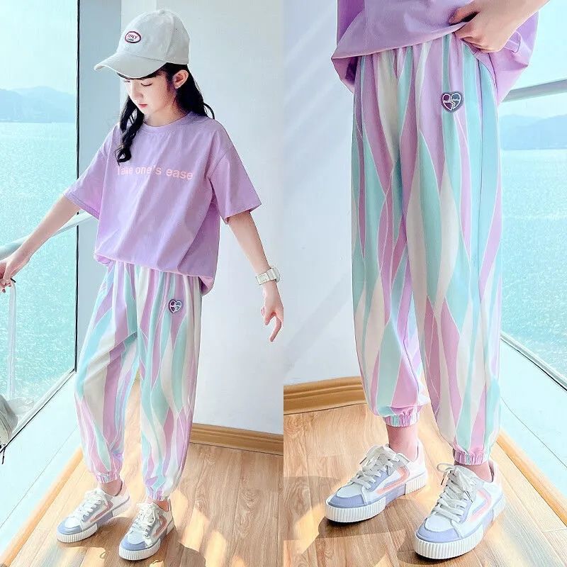 Girls' pants Korean version of trendy children's casual pants for outdoor wear in summer fashion thin children's ice silk anti mosquito pants