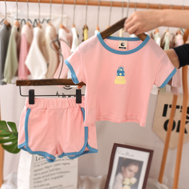 Cotton baby suit short sleeve summer clothes 2020 new girls' clothes thin Korean version sports baby two piece set